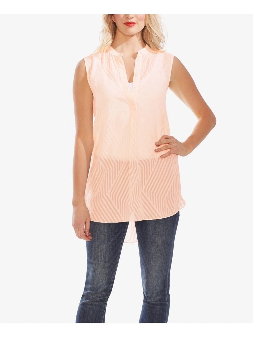 Vince Camuto Top Medium Pink Textured Sheer Sleeveless